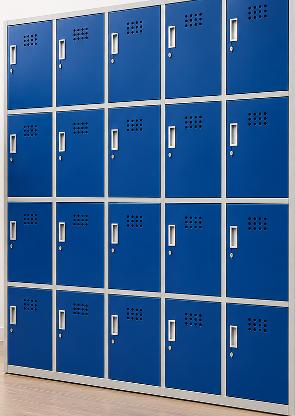 Lockers metálicos azules Muebles MTL de 20 puertas
